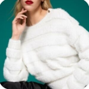 Milly Fuzzy Stripe Knit Sweater